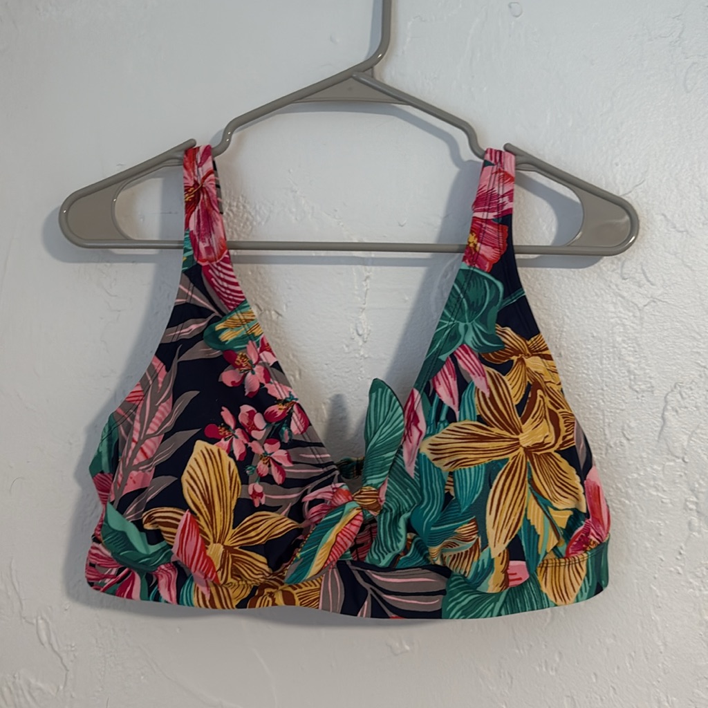 Kona Sol Floral Tie Front Bikini Top Size Size Xl